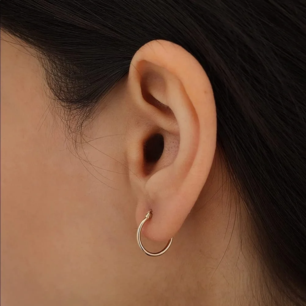 Brand New 10K Gold Mini 12mm Polished Classic Hoop Earrings Solid Gold Stamped